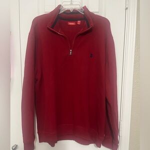 Izod Men's Zip Up Red Sweater